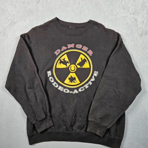 Wrangler Other - Vintage Wrangler Sweatshirt Mens Large? Black Rodeo-Active Graphic Western 90s